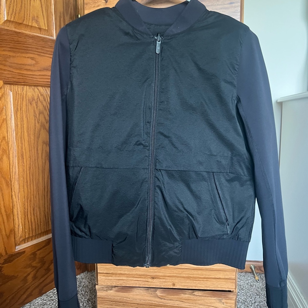 Lululemon Athletica Black Bomber Jacket with Stand-Up Collar